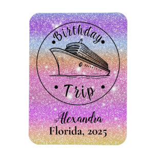Personalisierter Glitzer Geburtstagsreise Kreuzfah Magnet