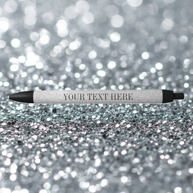 Personalisierter Glitzer | Ihr Text hier Kugelschreiber (silver pen)