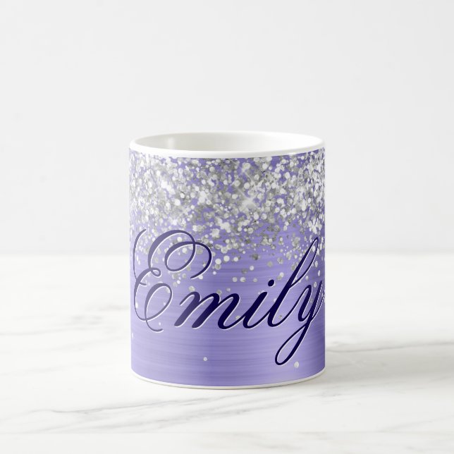 Personalisierter Glitzer Periwinkle Foil Kaffeetasse (Mittel)