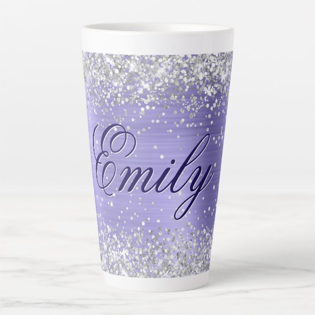 Personalisierter Glitzer Periwinkle Foil Milchtasse (Vorderseite)