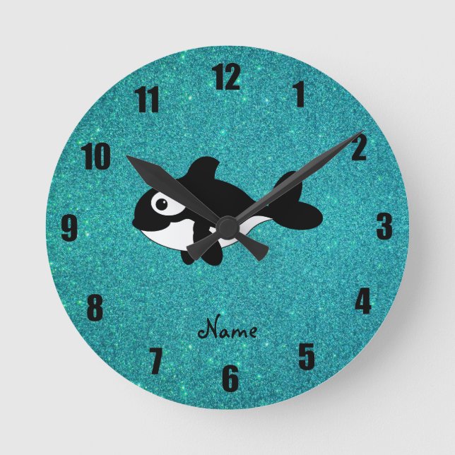Personalisierter Glitzer Runde Wanduhr (Vorderseite)