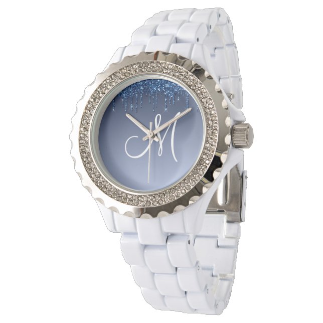 Personalisierter Glitzer-Schutz Armbanduhr (Schrägansicht)