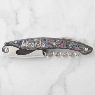 Personalisierter Glitzer Schwarz Kellnermesser