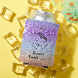 Personalisierter Glitzer Sisters Cruise Dosenkühler