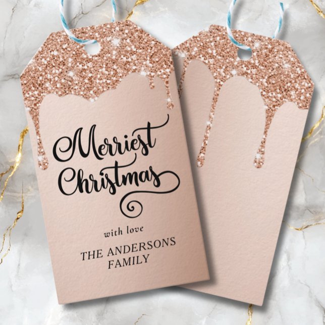 Personalisierter Glitzer trinken Frohe Weihnachten Geschenkanhänger (Von Creator hochgeladen)