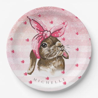 Personalisierter Glitzer von Bunny Hand Pappteller