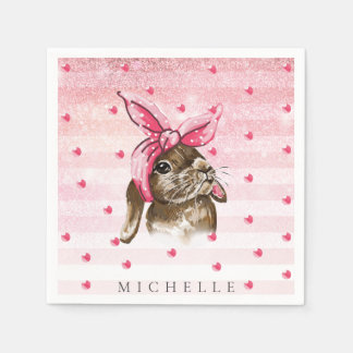 Personalisierter Glitzer von Bunny Hand Serviette