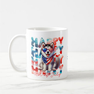 Personalisierter glücklicher 4. Juli Husky-Hund Kaffeetasse
