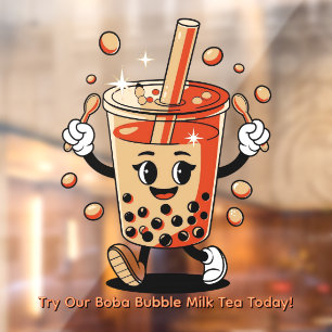 Personalisierter glücklicher Bubble-Tea-Boba-Carto Fensteraufkleber