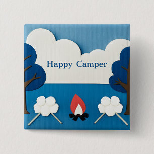 Personalisierter Glücklicher Camper Lagerfeuer Smo Button