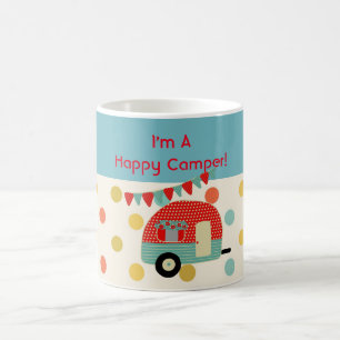 Personalisierter Glücklicher Camper Retro Rot Aqua Tasse