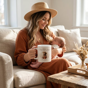 Personalisierter Glücklicher Erster Muttertag Foto Jumbo-Tasse
