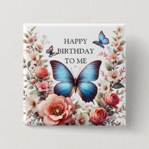 Personalisierter Glücklicher Geburtstag Schmetterl Button