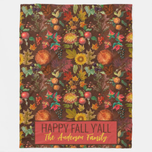 Personalisierter glücklicher Herbst Y'all Botanisc Fleecedecke