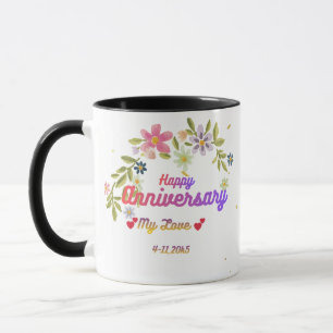 Personalisierter Glücklicher Hochzeitstag Becher Tasse