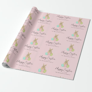 Personalisierter glücklicher Osterhase Wasserfarbe Geschenkpapier