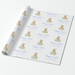 Personalisierter glücklicher Osterhase Wasserfarbe Geschenkpapier