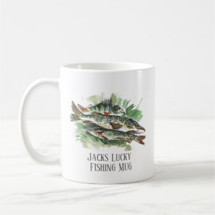 Personalisierter Glücksfischermug Hecht und Bars Kaffeetasse
