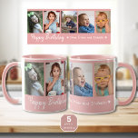 Personalisierter Glückwunsch zum Geburtstag 5 Foto Tasse<br><div class="desc">Einzigartige Sake-Tasse Geschenk für Großeltern Geburtstag mit Geburtstagstypografie und 5 Fotos Enkel mit ihren Namen.</div>
