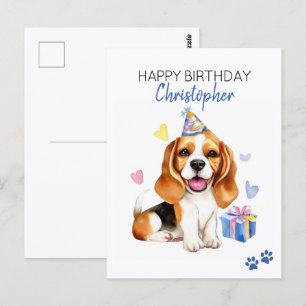 Personalisierter Glückwunsch zum Geburtstag Beagle Postkarte