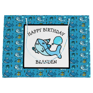 Personalisierter Glückwunsch zum Geburtstag Blue Große Geschenktüte