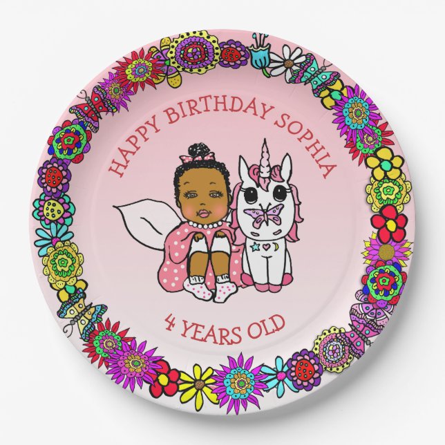 Personalisierter Glückwunsch zum Geburtstag Fairy  Pappteller (Vorderseite)