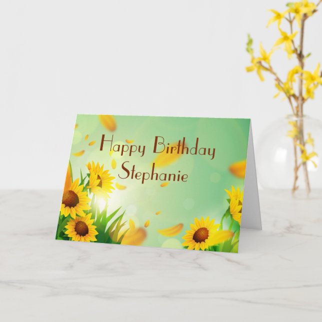 Personalisierter Glückwunsch zum Geburtstag für ih Karte (Gelbe Blume)