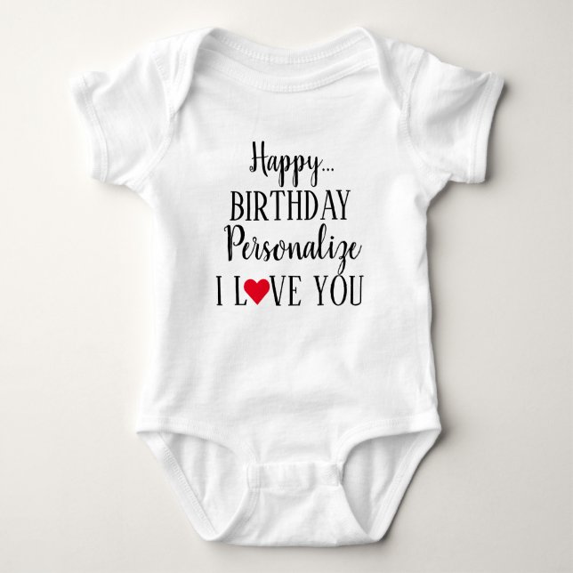 Personalisierter Glückwunsch zum Geburtstag I Lieb Baby Strampler (Vorderseite)