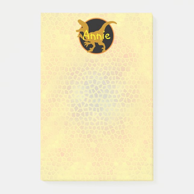 Personalisierter Gold-Dinosaurier  Post-it Klebezettel (Vorderseite)
