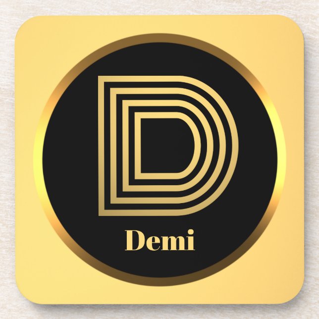 Personalisierter Gold-Mit Monogramm Buchstabe D Getränkeuntersetzer (Vorderseite)