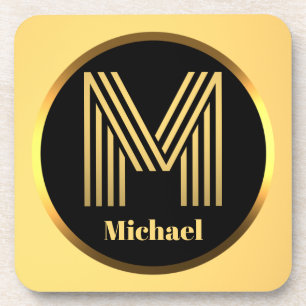Personalisierter Gold-Mit Monogramm Buchstabe M Getränkeuntersetzer