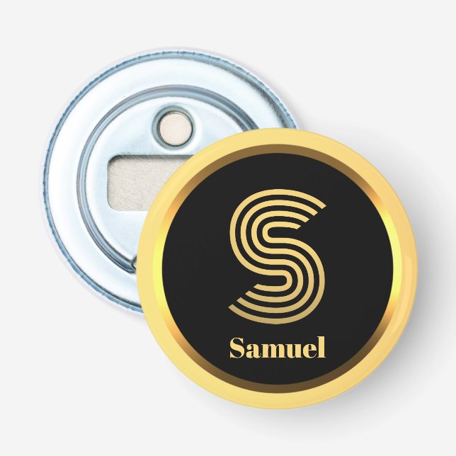 Personalisierter Gold-Mit Monogramm Buchstabe S Flaschenöffner (Vorderseite)