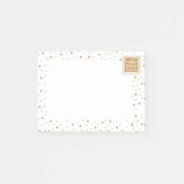 Personalisierter Gold Star Glitzer Sparkline Weiß  Post-it Klebezettel