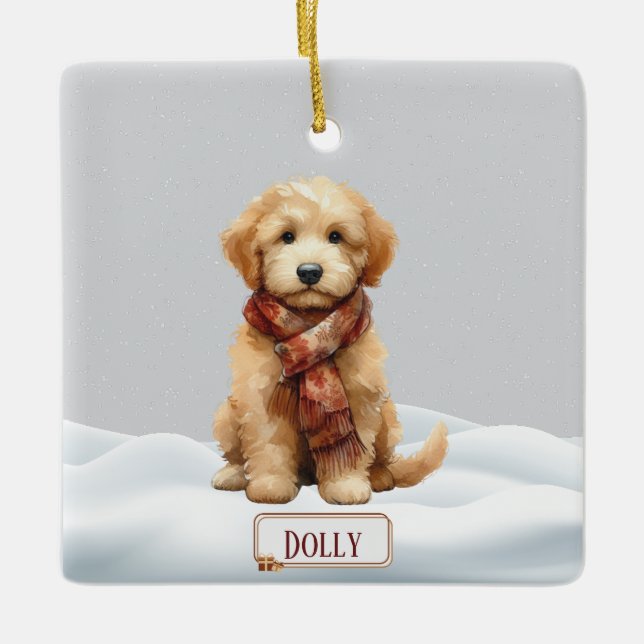 Personalisierter Golden Doodle Weihnachtsschmuck (Vorderseite)