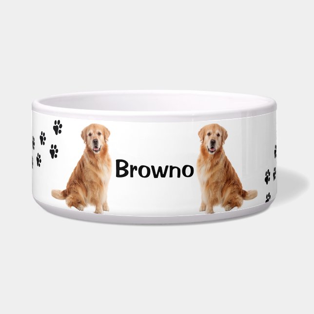 Personalisierter Golden Retriever Dog Pawprint Napf (Vorderseite)
