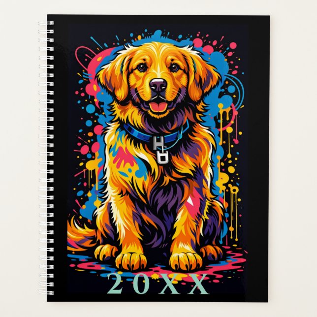 Personalisierter Golden Retriever Farbsplash-Plane Planer (Vorderseite)