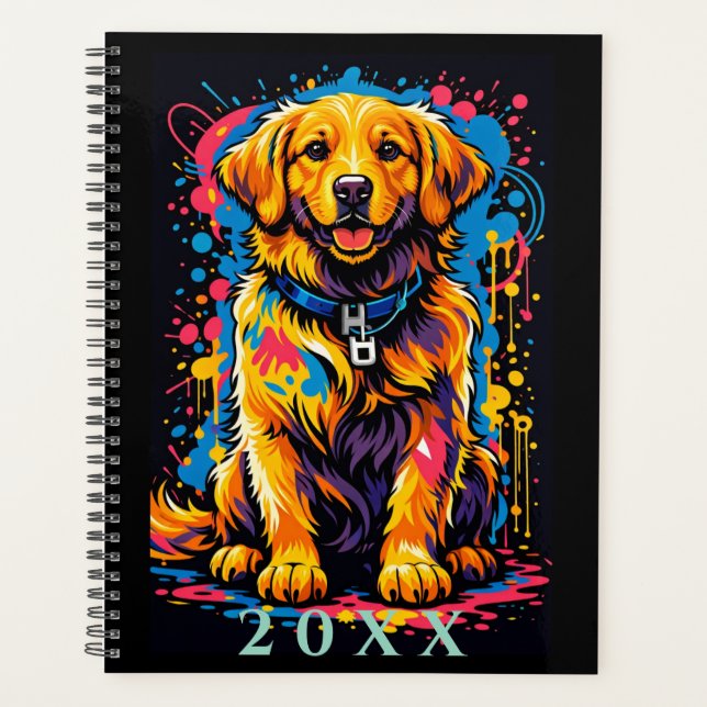 Personalisierter Golden Retriever Farbsplash-Plane Planer (Vorderseite)