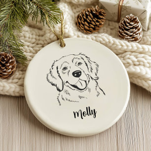 Personalisierter Golden Retriever Hund Weihnachten Keramik Ornament