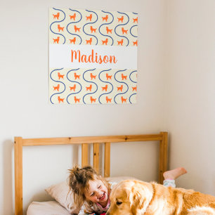 Personalisierter Golden Retriever Name Kinderzimme Poster