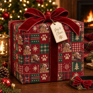 Personalisierter Golden Retriever Weihnachts-Plaid Geschenkpapier
