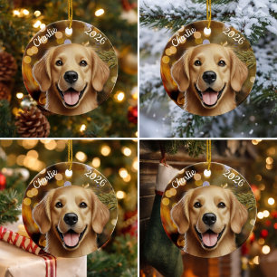 Personalisierter Golden Retriever Weihnachtsschmuc Keramik Ornament