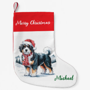 Personalisierter Goldendoodle-Hund in Santa-Hut Kleiner Weihnachtsstrumpf