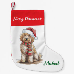 Personalisierter Goldendoodle-Hund in Santa-Hut Kleiner Weihnachtsstrumpf
