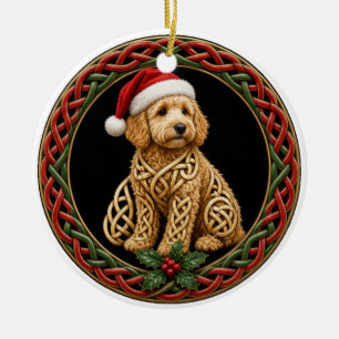 Personalisierter Goldendoodle-Keltischer-Knoten-We Keramik Ornament