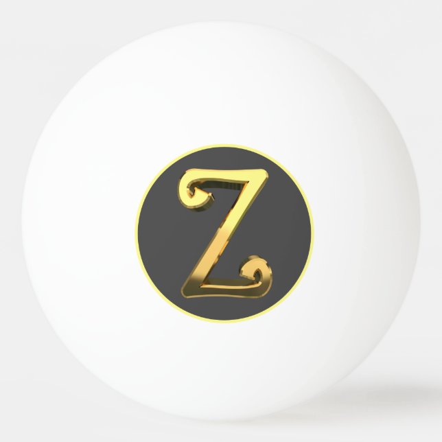 Personalisierter Goldener Buchstabe Z Tischtennisball (Vorderseite)
