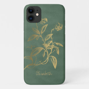 Personalisierter goldener Glitter-Blumen-Vintage-S Case-Mate iPhone Hülle