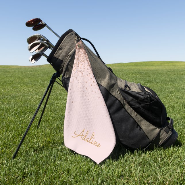 Personalisierter goldener Glitter-Monogramm-Name Golfhandtuch (Gras)