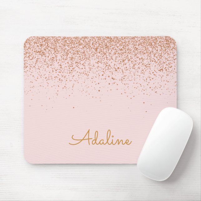 Personalisierter goldener Glitter-Monogramm-Name Mousepad (Mit Mouse)