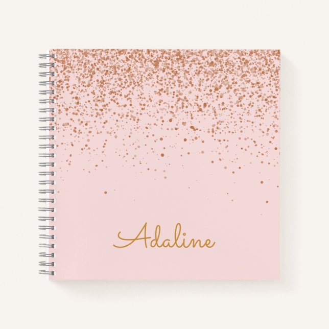 Personalisierter goldener Glitter-Monogramm-Name Notizbuch (Vorderseite)