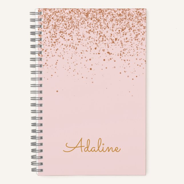 Personalisierter goldener Glitter-Monogramm-Name Notizbuch (Vorderseite)